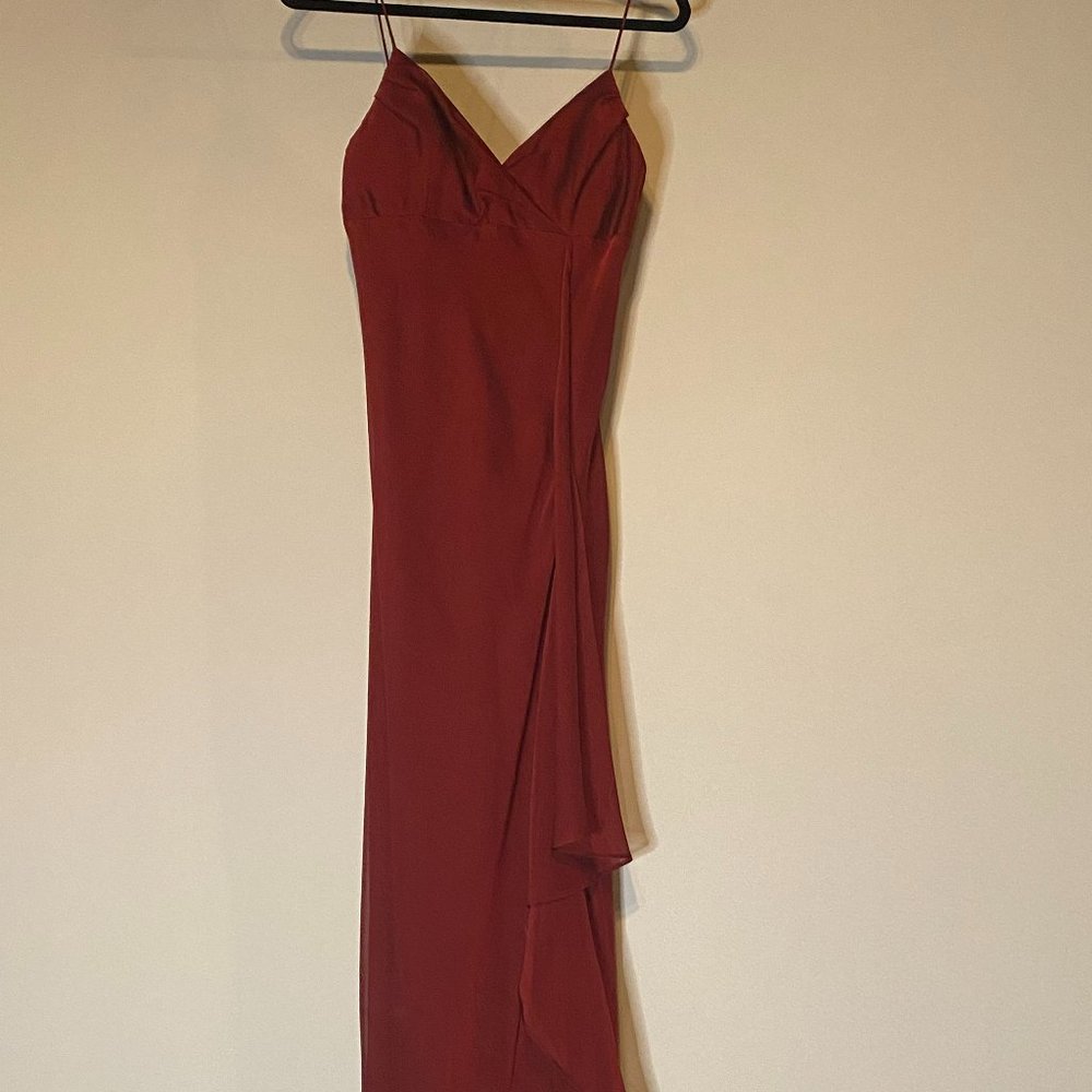 Floor Length Red Gown Chiffon Fabric